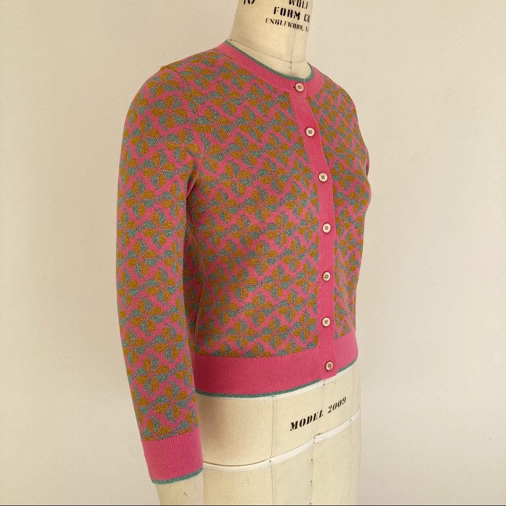 NWOT KATE SPADE Spade Flower Cotton Cardigan Lurex